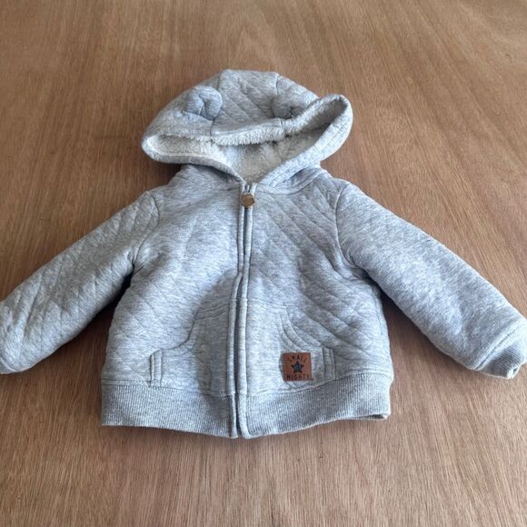 Simple Joys by Carter’s Baby 12M Sherpa Lined Quilted Hoodie Gray - Picture 1 of 6
